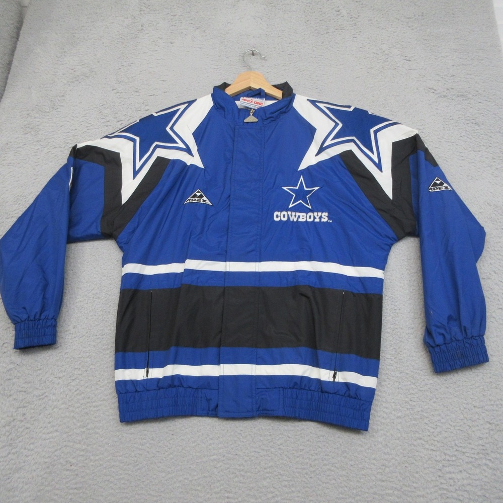 Vintage 90s Dallas Cowboys Apex One Sharktooth Jacket Men M NFL Pro Line Biglogo